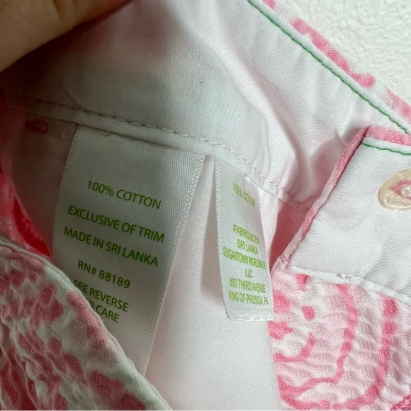 Lilly Pulitzer Pink White Print The Buttercup Stretch Scalloped Cotton Shorts 0 - Picture 9 of 9